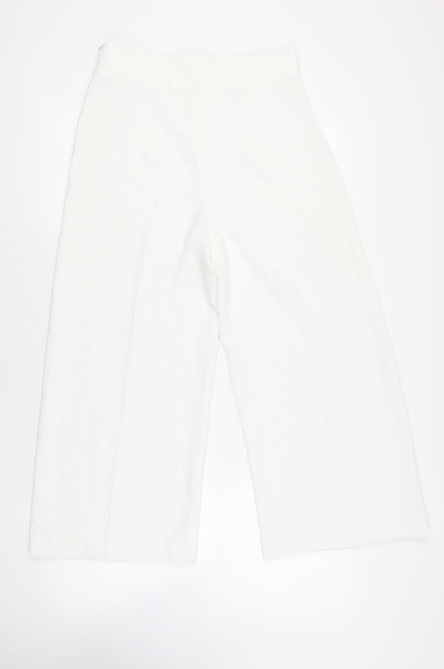 Zara Womens White Polyester Cropped Trousers Size L L24 in Regular Zip