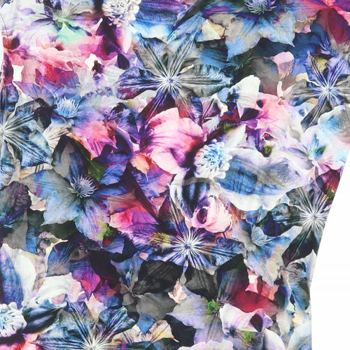 Wallis Womens Multicoloured Floral Polyester Basic T-Shirt Size 12 Boat Neck - Front Twist Detail