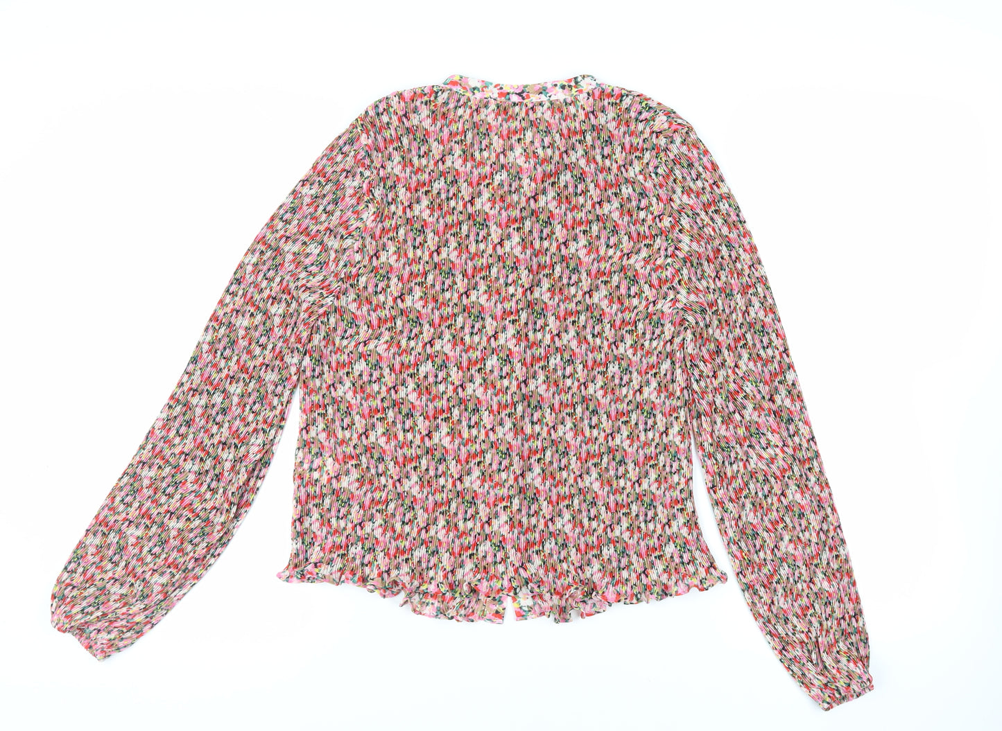 Boden Womens Multicoloured Floral Polyester Basic Button-Up Size 14 Round Neck - Plissé