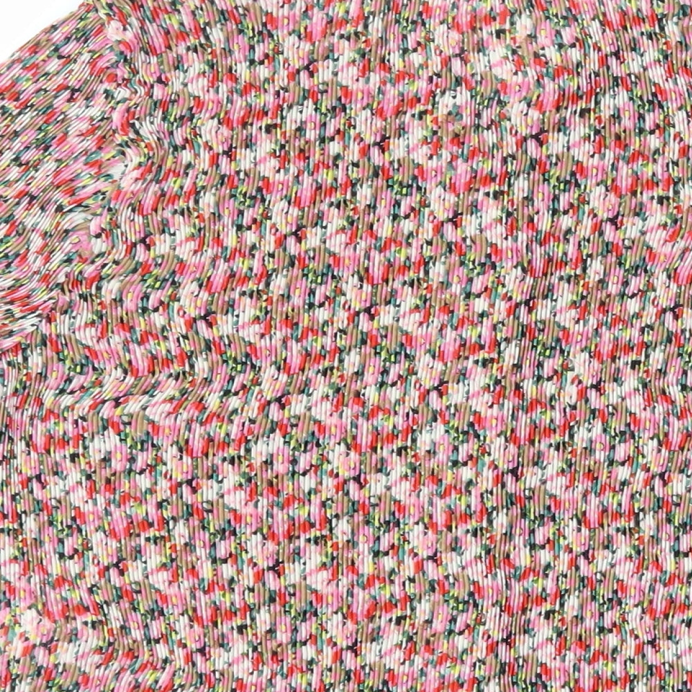 Boden Womens Multicoloured Floral Polyester Basic Button-Up Size 14 Round Neck - Plissé