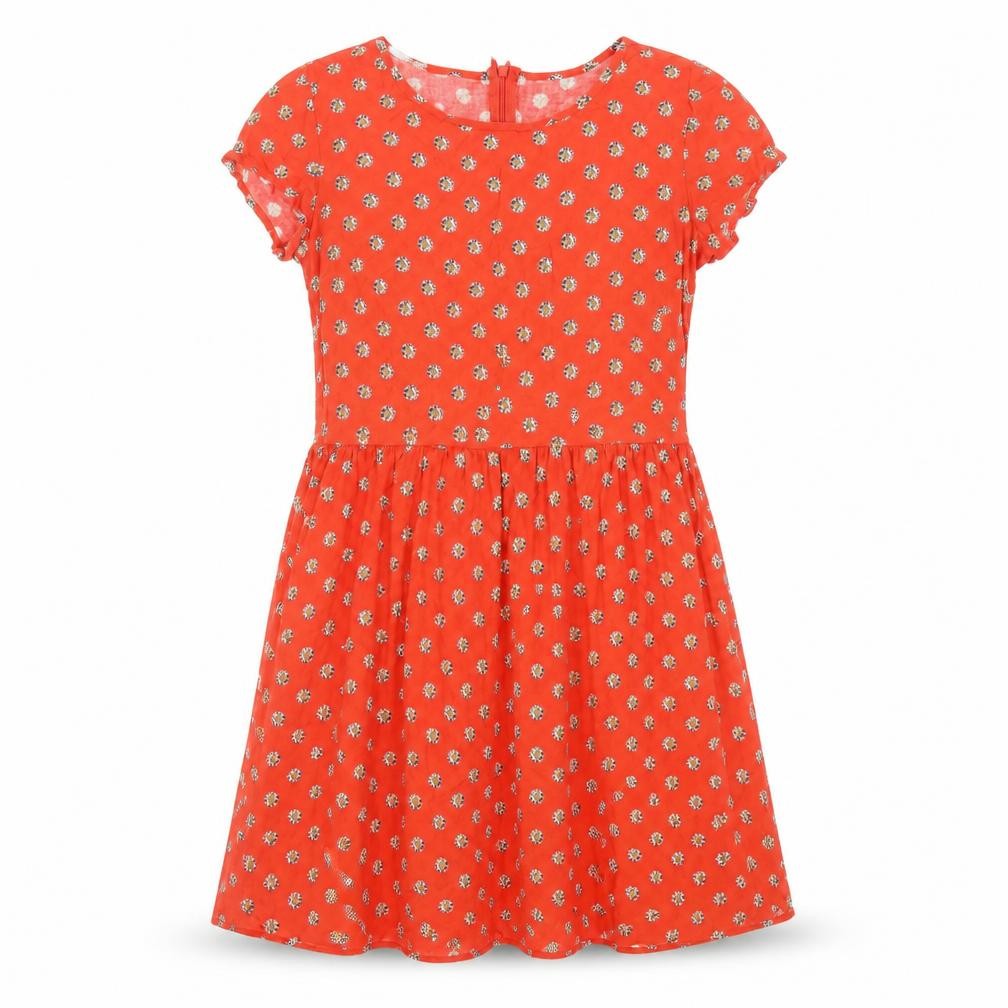 New Look Girls Red Floral Viscose Fit & Flare Size 14 Years Round Neck Zip