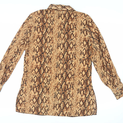 Lipsy Womens Brown Animal Print Polyester Tunic Button-Up Size 10 Collared - Snake Print
