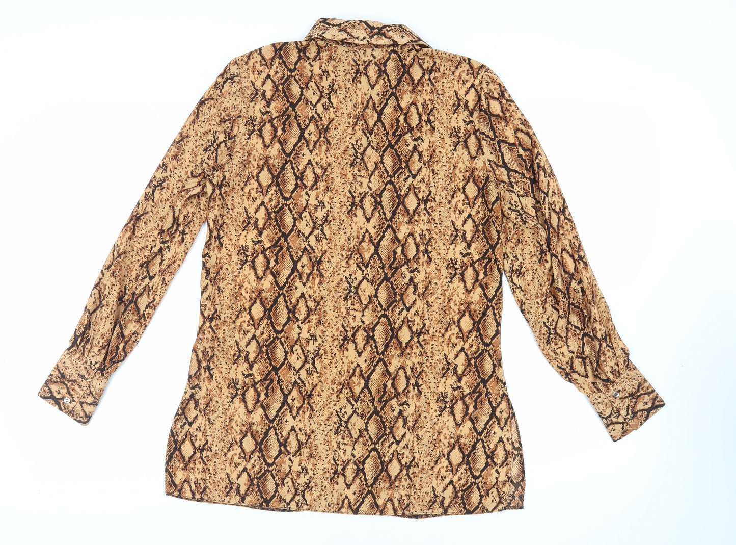 Lipsy Womens Brown Animal Print Polyester Tunic Button-Up Size 10 Collared - Snake Print