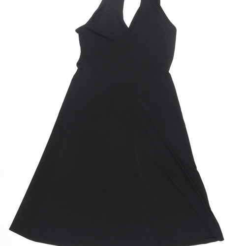 Julien Macdonald Womens Black Polyester A-Line Size 10 Halter Pullover - Embellished