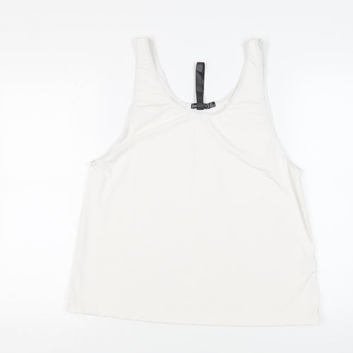 Boohoo Womens White Polyester Pullover Tank Size 8 Scoop Neck Pullover - Gym Workout Running