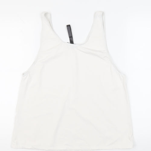 Boohoo Womens White Polyester Pullover Tank Size 8 Scoop Neck Pullover - Gym Workout Running