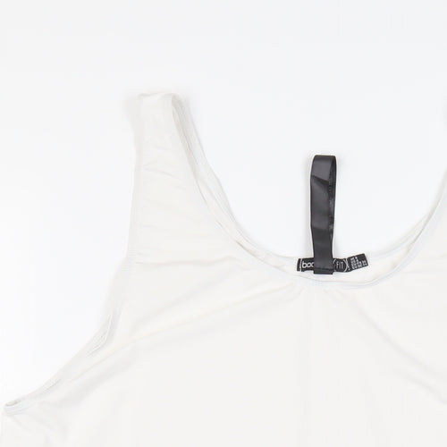 Boohoo Womens White Polyester Pullover Tank Size 8 Scoop Neck Pullover - Gym Workout Running