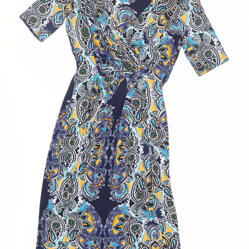 Per Una Womens Blue Paisley Viscose A-Line Size 8 V-Neck Pullover