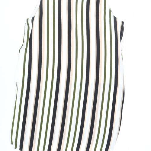 Dorothy Perkins Womens Ivory Striped Polyester Tunic Blouse Size 20 Round Neck - Side Slits