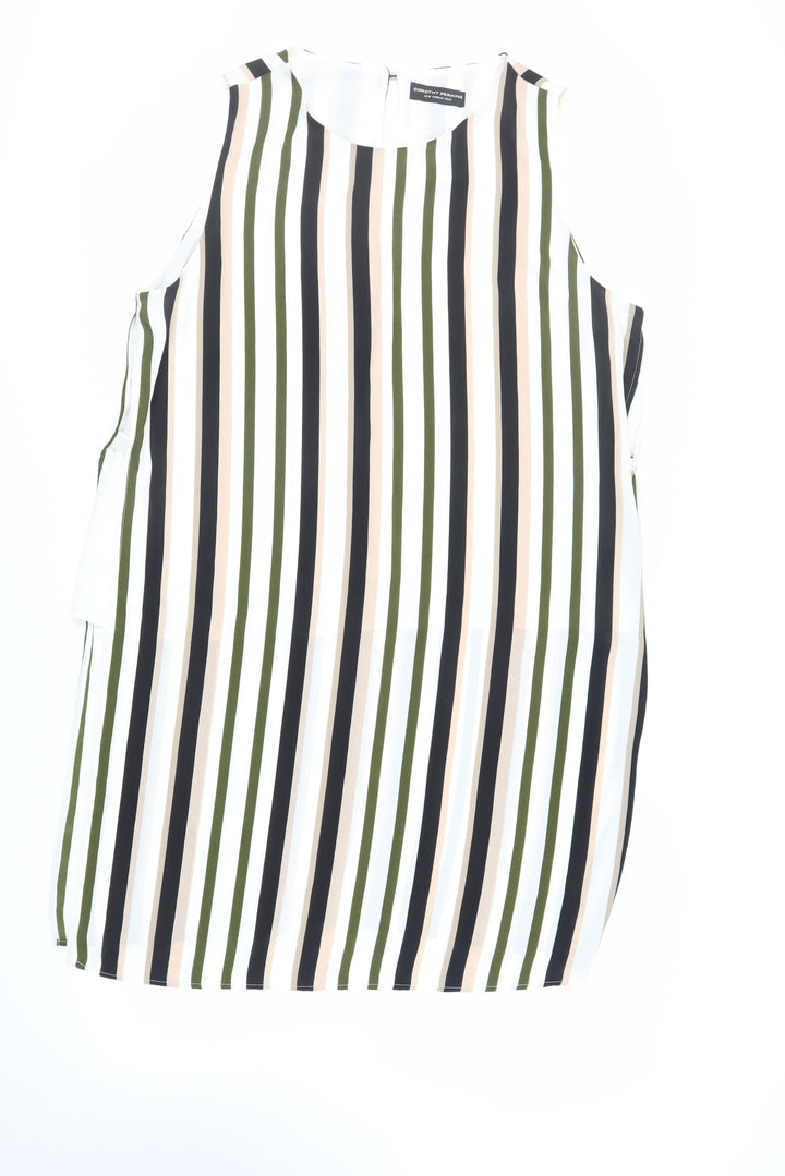 Dorothy Perkins Womens Ivory Striped Polyester Tunic Blouse Size 20 Round Neck - Side Slits