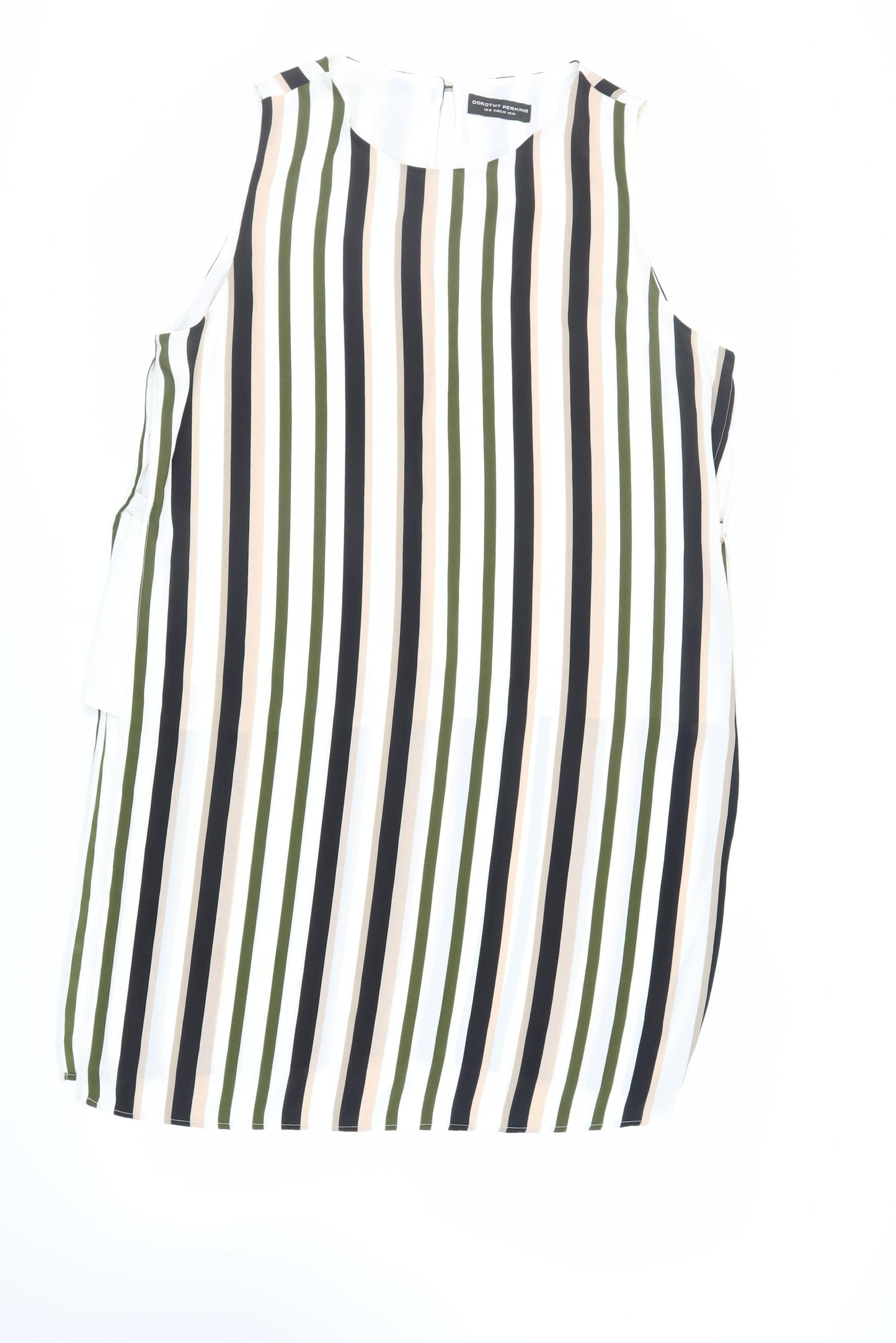 Dorothy Perkins Womens Ivory Striped Polyester Tunic Blouse Size 20 Round Neck - Side Slits