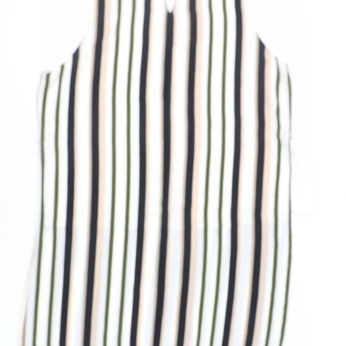 Dorothy Perkins Womens Ivory Striped Polyester Tunic Blouse Size 20 Round Neck - Side Slits