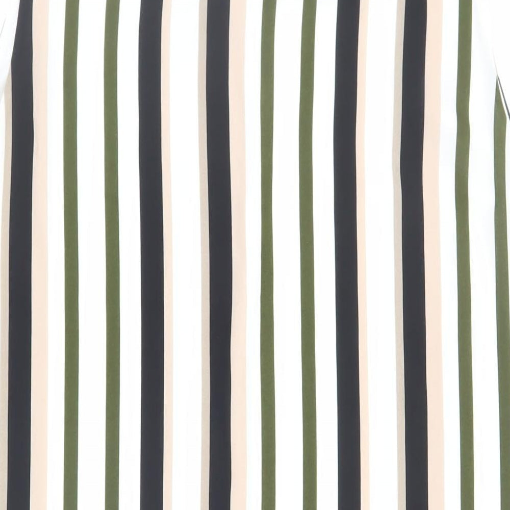 Dorothy Perkins Womens Ivory Striped Polyester Tunic Blouse Size 20 Round Neck - Side Slits