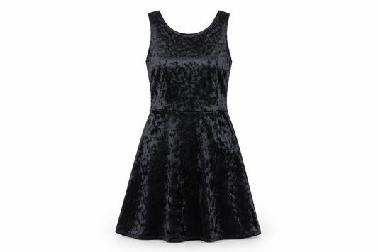 Front view of Divided by H&M women’s black polyester tank dress, size UK 8, round neck pullover