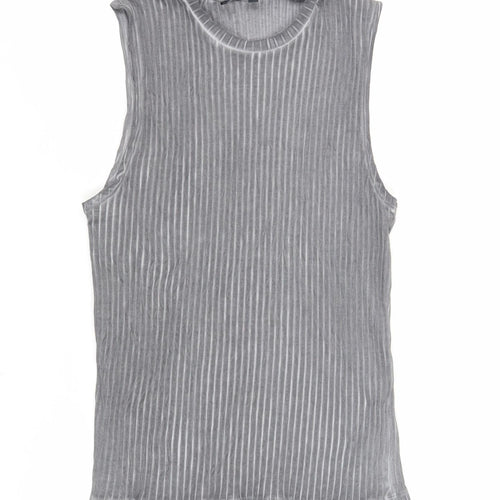 ASOS Womens Grey Cotton Basic Tank Size M Crew Neck - Ribbed