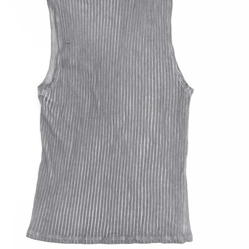ASOS Womens Grey Cotton Basic Tank Size M Crew Neck - Ribbed