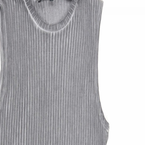 ASOS Womens Grey Cotton Basic Tank Size M Crew Neck - Ribbed