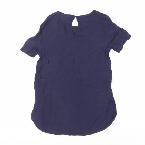 H&M Womens Blue Viscose Basic Blouse Size 8 Round Neck