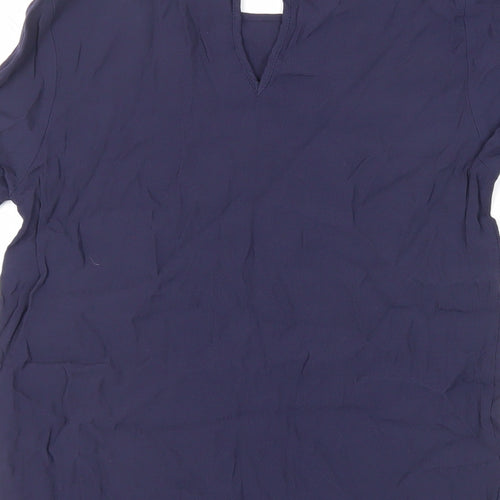 H&M Womens Blue Viscose Basic Blouse Size 8 Round Neck