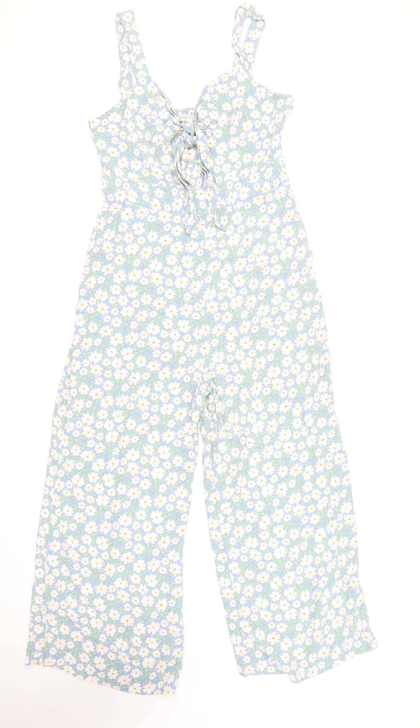 River Island Womens Blue Floral Viscose Jumpsuit One-Piece Size 12 L25 in Zip