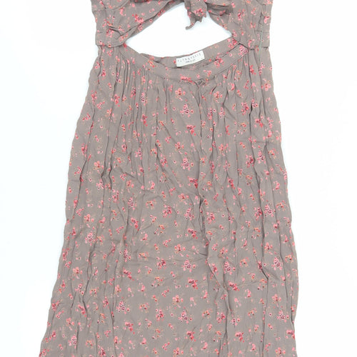 Flynn Skye Womens Brown Floral Polyester Slip Dress Size M Sweetheart Zip - Cut Out Detail