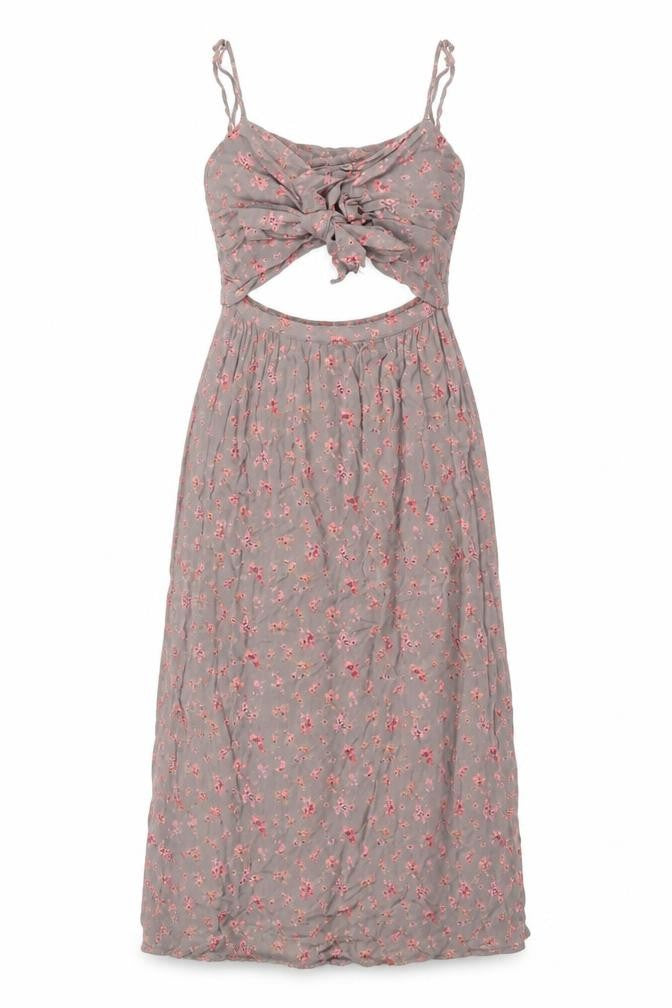 Flynn Skye Womens Brown Floral Polyester Slip Dress Size M Sweetheart Zip - Cut Out Detail