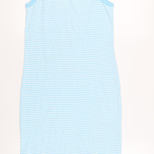 Joie De Vivre Womens Blue Striped Cotton Tank Dress Size 10 Scoop Neck Pullover