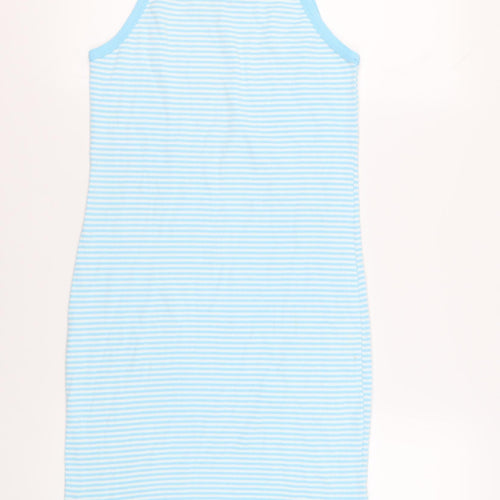 Joie De Vivre Womens Blue Striped Cotton Tank Dress Size 10 Scoop Neck Pullover