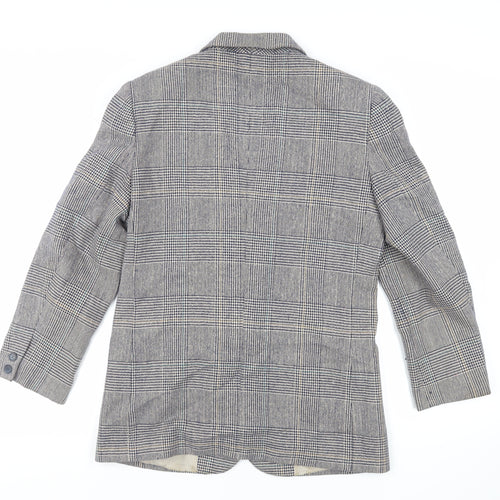 St Michael Womens Grey Plaid Jacket Blazer Size 10 Button - Vintage