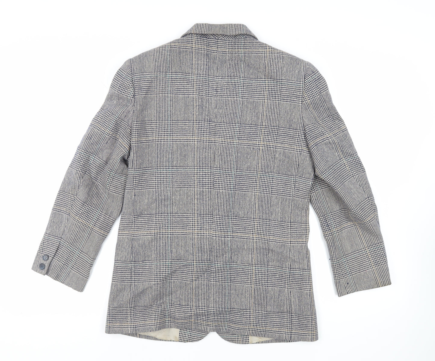 St Michael Womens Grey Plaid Jacket Blazer Size 10 Button - Vintage