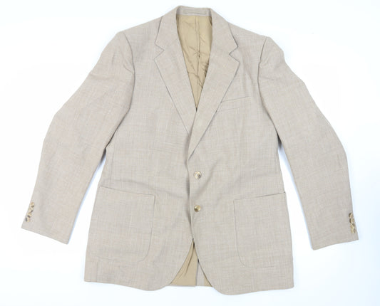 St Michael Mens Beige Polyester Jacket Suit Jacket Size 44 Regular