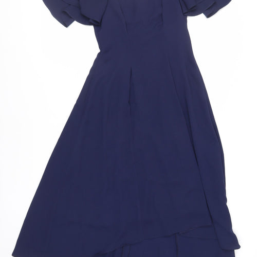 Coast Womens Blue Polyester Fit & Flare Size 6 Off the Shoulder Zip