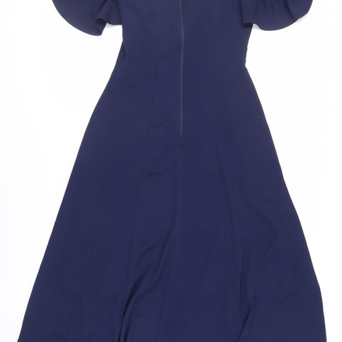 Coast Womens Blue Polyester Fit & Flare Size 6 Off the Shoulder Zip