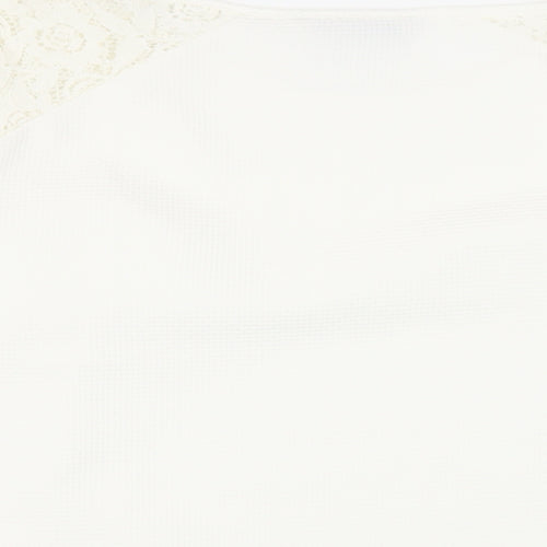 Marks and Spencer Womens White Polyester Basic Blouse Size 18 Round Neck - Lace Detail