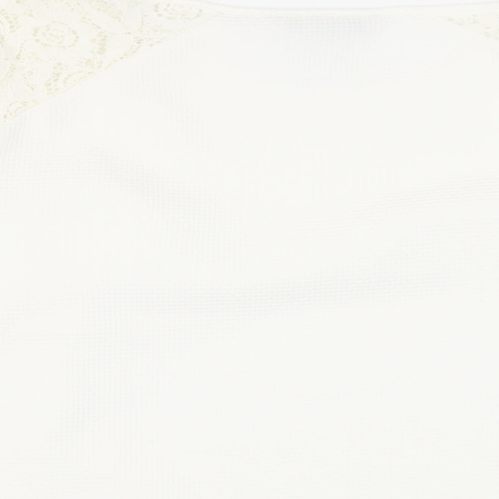 Marks and Spencer Womens White Polyester Basic Blouse Size 18 Round Neck - Lace Detail