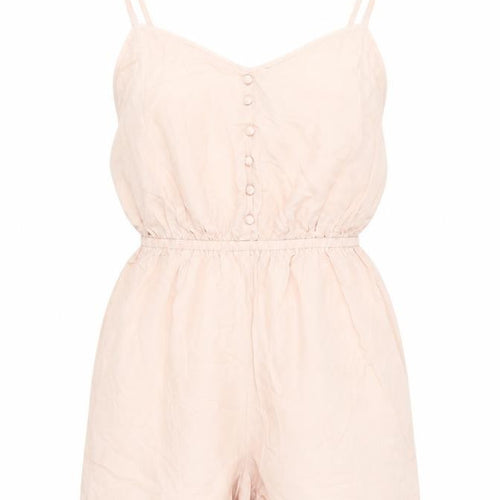 New Look Womens Pink Viscose Playsuit One-Piece Size 10 - Elasticated Waist