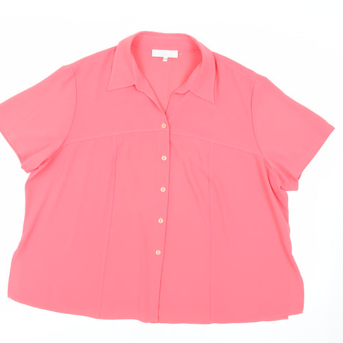 Size Up Womens Pink Polyester Basic Button-Up Size 28 Collared