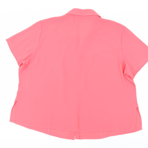 Size Up Womens Pink Polyester Basic Button-Up Size 28 Collared