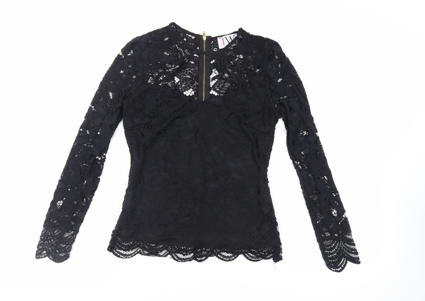 Jessica Wright Womens Black Polyester Basic Blouse Size 10 Round Neck - Cut Out Detail