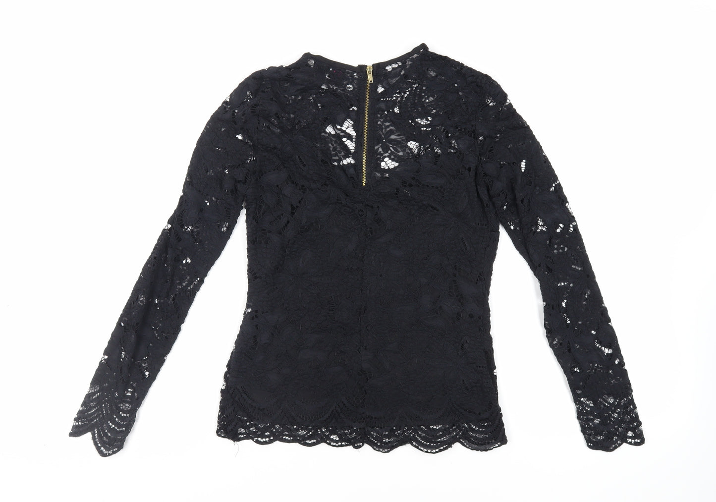 Jessica Wright Womens Black Polyester Basic Blouse Size 10 Round Neck - Cut Out Detail