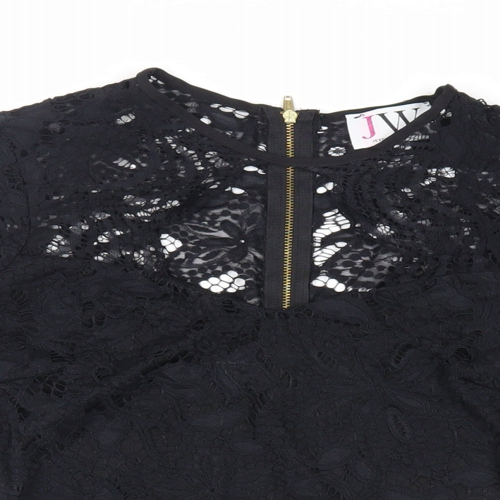 Jessica Wright Womens Black Polyester Basic Blouse Size 10 Round Neck - Cut Out Detail