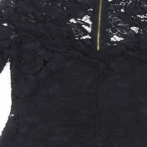 Jessica Wright Womens Black Polyester Basic Blouse Size 10 Round Neck - Cut Out Detail