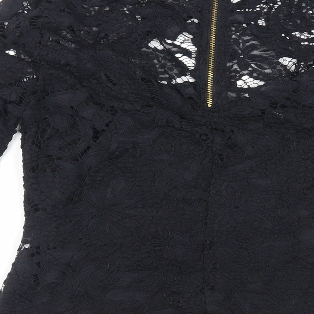 Jessica Wright Womens Black Polyester Basic Blouse Size 10 Round Neck - Cut Out Detail