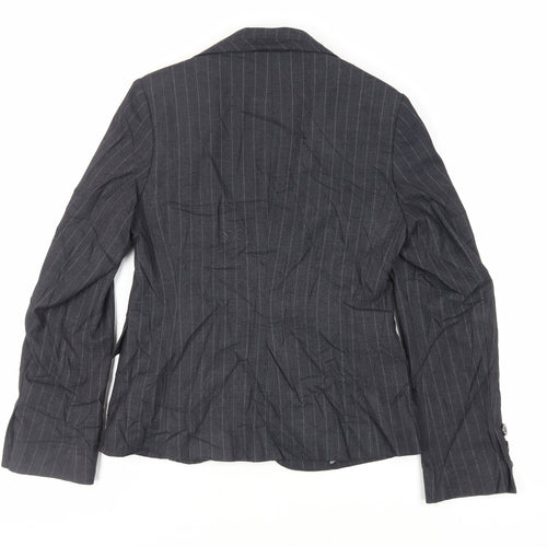 Debenhams Womens Black Striped Jacket Blazer Size 6 Button