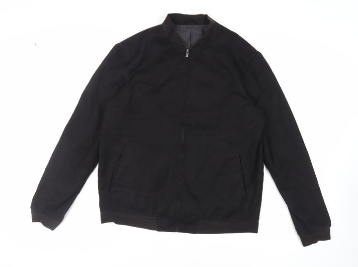 NEXT Mens Black Bomber Jacket Jacket Size L Zip