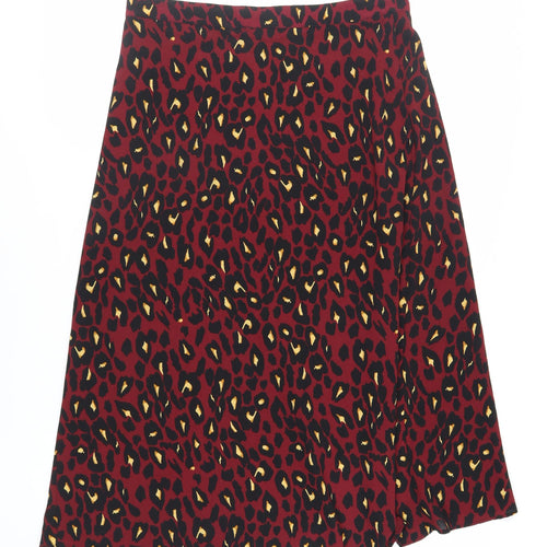 New Look Womens Red Animal Print Polyester Wrap Skirt Size 14 Tie