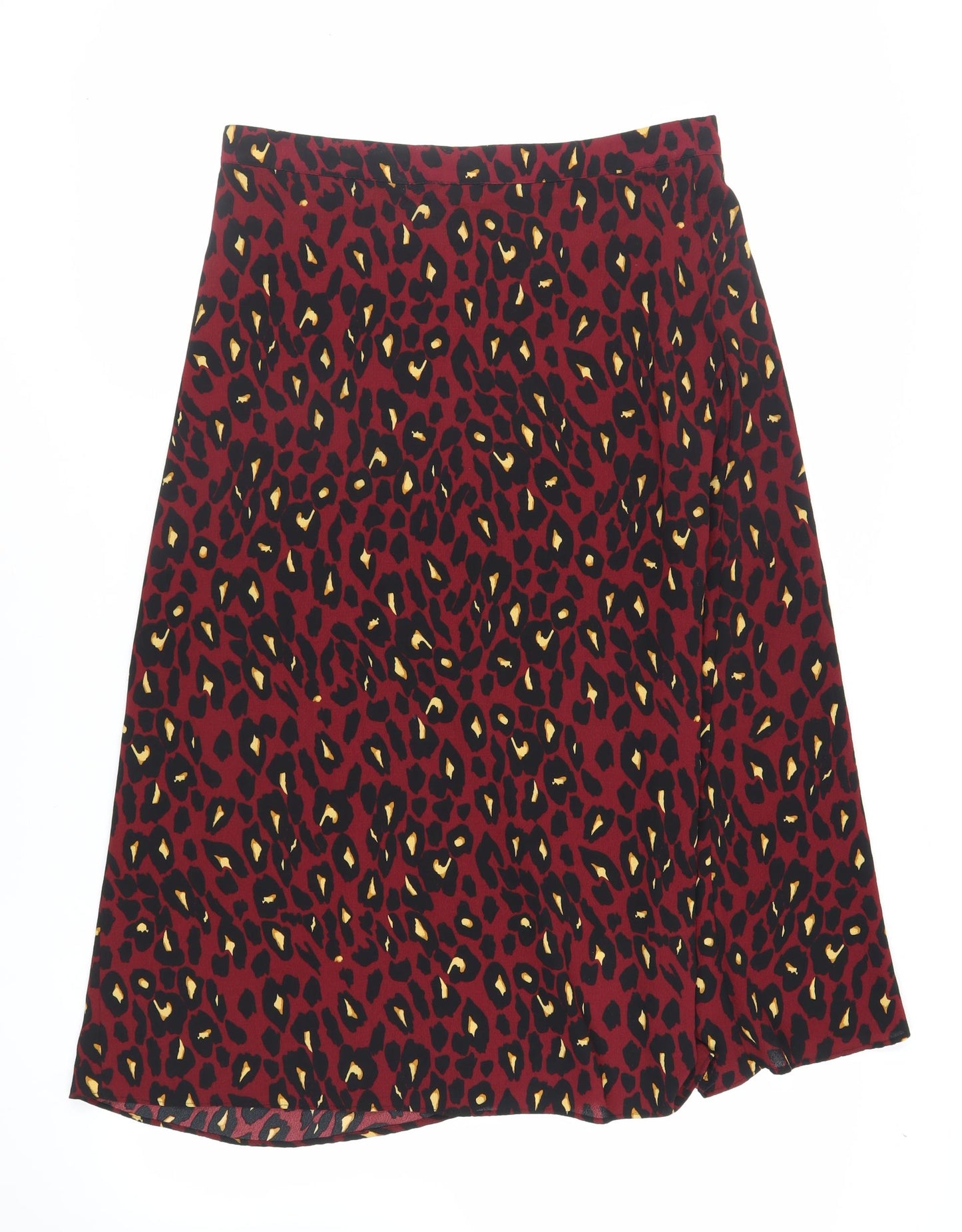 New Look Womens Red Animal Print Polyester Wrap Skirt Size 14 Tie