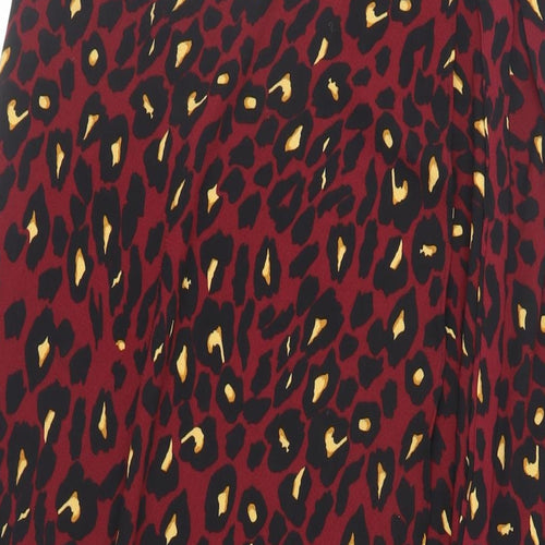 New Look Womens Red Animal Print Polyester Wrap Skirt Size 14 Tie