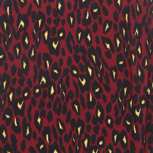 New Look Womens Red Animal Print Polyester Wrap Skirt Size 14 Tie