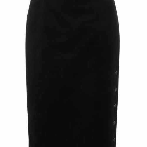 Carr Jones Womens Black Cotton Straight & Pencil Skirt Size 14 Zip - Vintage